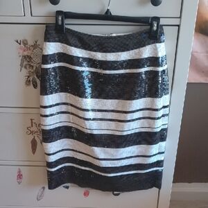 Kate Spade Black and White Sequin Pencil Skirt